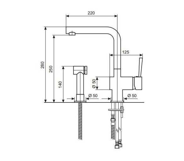 Кухонний кран для сну 2 отвори з лійкою Emmevi Piper 45067
