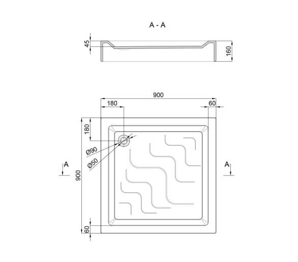 Душова кабіна WAWEL SC90x90.SAT.LOW.GR низький піддон