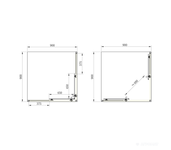 Душова кабіна Primera FRAME 90x90 розсувна