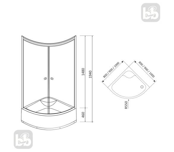 Душевая кабина BARON 90x90 глубокий поддон