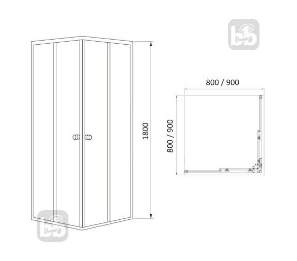 Душова кабина квадратна BLACK VELUM 90x90x180 см.