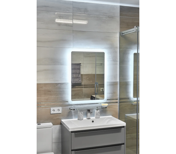 Дзеркало з LED підсвіткой в ванну кімнату прямокутне MR-3 Global Glass