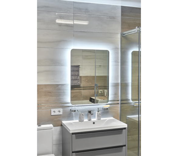 Дзеркало з LED підсвіткой в ванну кімнату прямокутне MR-14 Global Glass