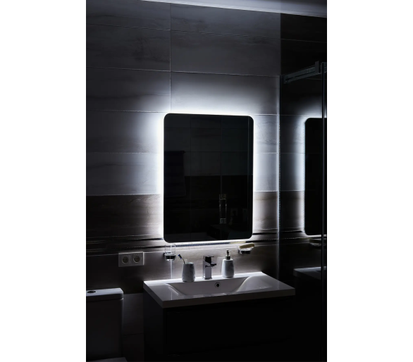 Зеркало с LED подсветкой в ванную комнату прямоугольное MR-14 Global Glass