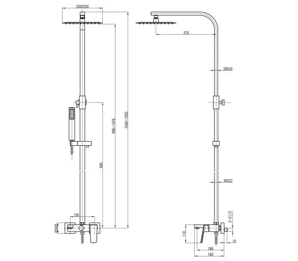 Душевая система TOPAZ LEXI TL 21102-H57-BL