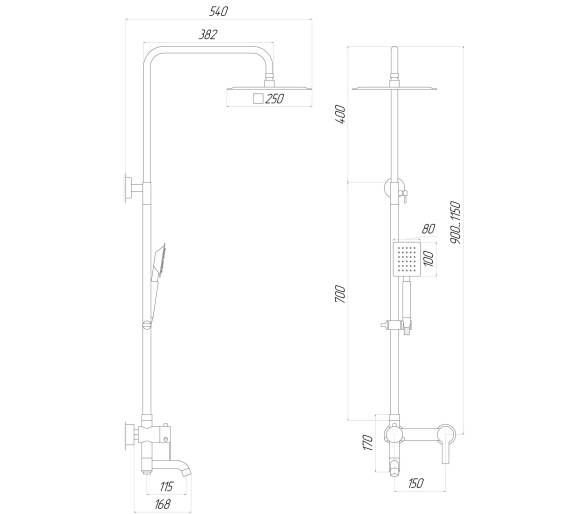 Душевая система Globus Lux ALPEN SBT1-SQ-02-304
