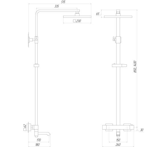 Душова система Globus Lux Termostatic Q VAN-GLQ-0041T-BB