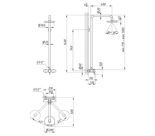 Душевая панель Aria 1010 Nickel (k35) Lidz