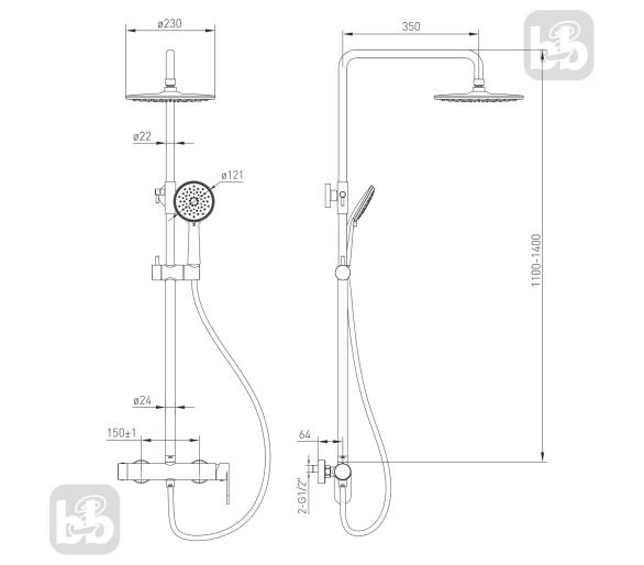 Душова система SISTEMA E 230 ABS без змішувача, VOLLE