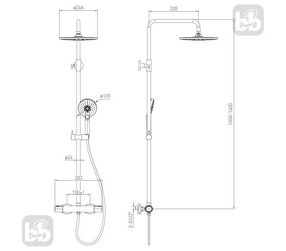 Душевая система SISTEMA E 244 ABS без смесителя, VOLLE