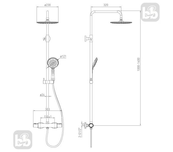 Душевая система SISTEMA E 230 ABS+ без смесителя, VOLLE