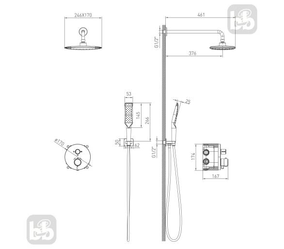 Душова система SISTEMA P 246 ABS+m без змішувача, VOLLE