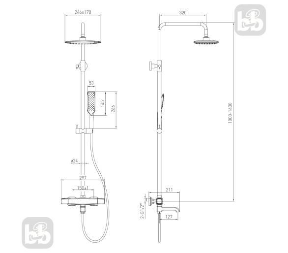 Душова система SISTEMA P 246 ABS+ зі змішувачем, VOLLE