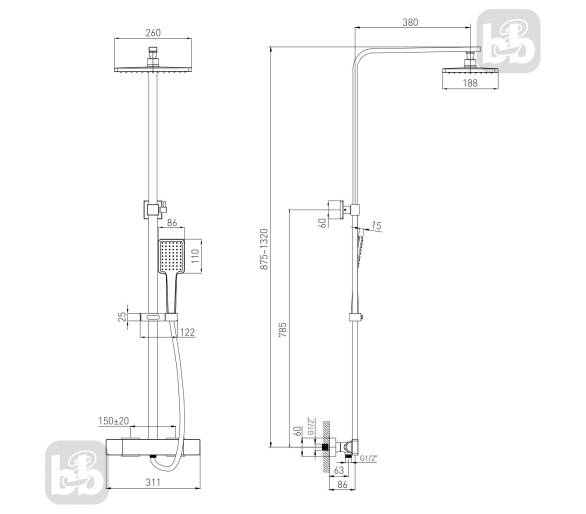 Душова система SISTEMA L 260 ABSb, VOLLE
