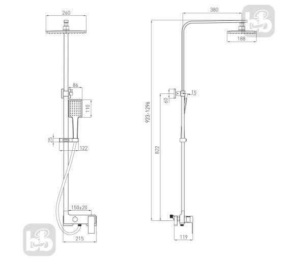 Душевая система SISTEMA L 260 ABS, VOLLE