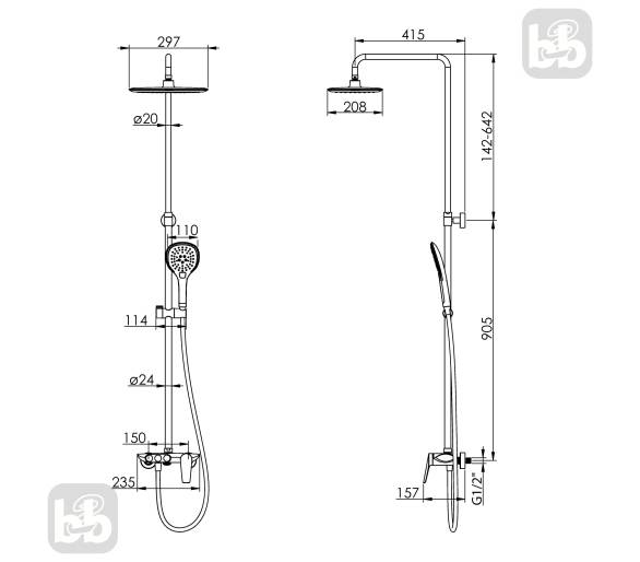 Душевая система BILA DESNE 298 ABS, Imprese
