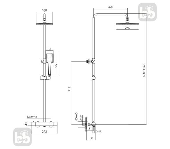 Душова система BILOVEC BM 260 ABS+b без змішувача, Imprese