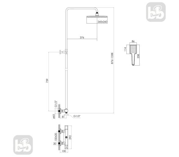 Душова система CENTRUM 260 ABS+ без змішувача, Imprese