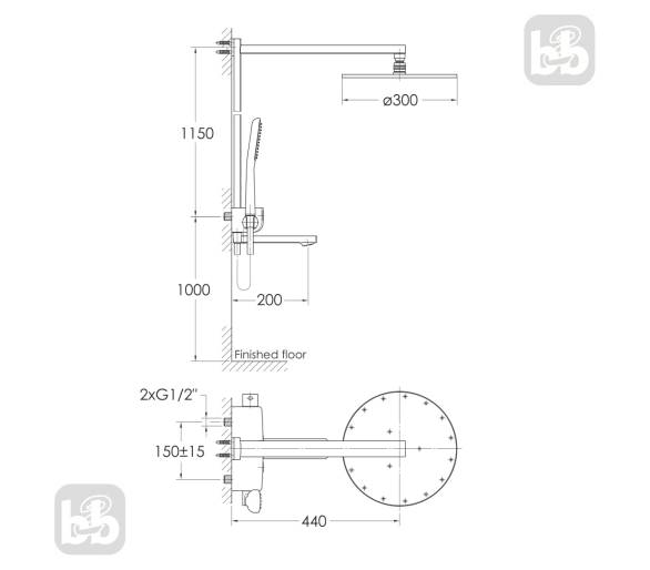 Душова система SMART CLICK 300 ABS+ із змішувачем, Imprese