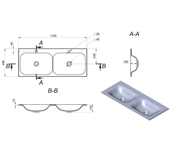 Умивальник JESSEL 1100-2