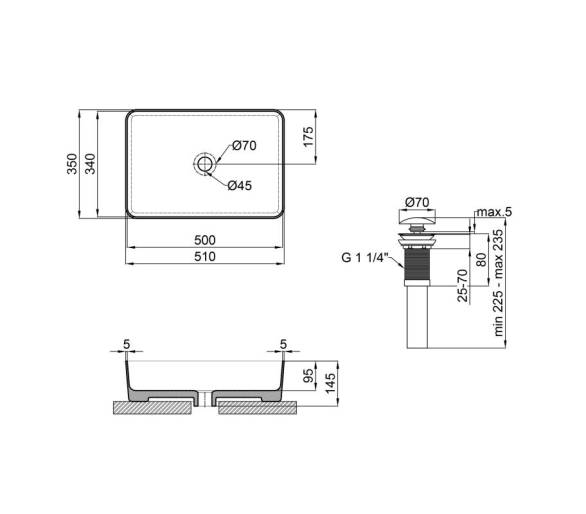 Умивальник Qtap Tern 500 Black