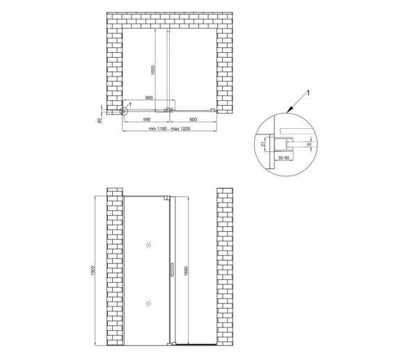 Стіна Walk-In GLIDE 120x190