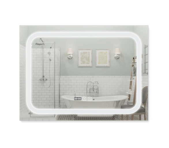 Дзеркало Qtap Mideya (DC-F906) з LED, годинник 800х600
