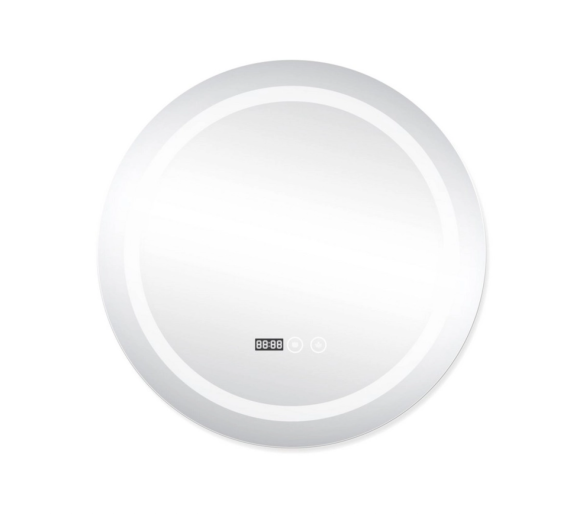 Зеркало Qtap Mideya с LED, часы 800х800