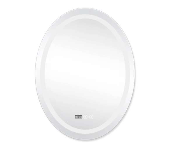 Зеркало Qtap Mideya с LED, часы 500х700