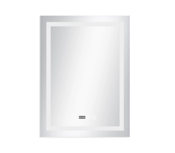 Дзеркало Qtap Mideya з LED, годинник 700х800