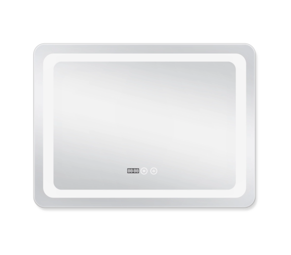 Дзеркало Qtap Mideya з LED, годинник 800х800