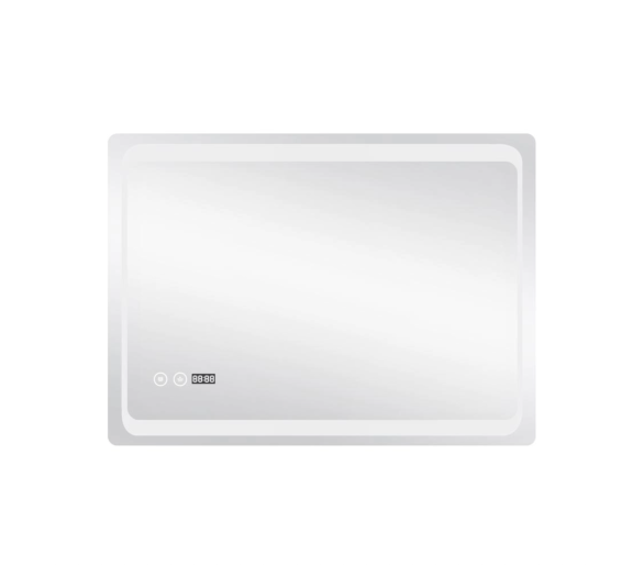 Дзеркало Qtap Mideya з LED, годинник 800х600
