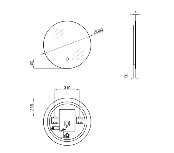 Зеркало Qtap Scorpio с LED, 590х590