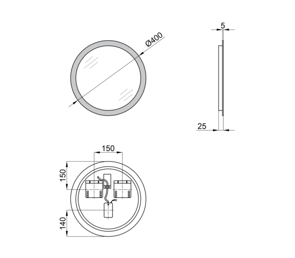 Зеркало Qtap Virgo с LED, 400х400