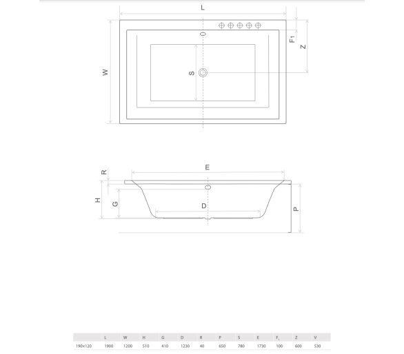 Акрилова ванна RADAWAY ITEA LUX 190х120 см.