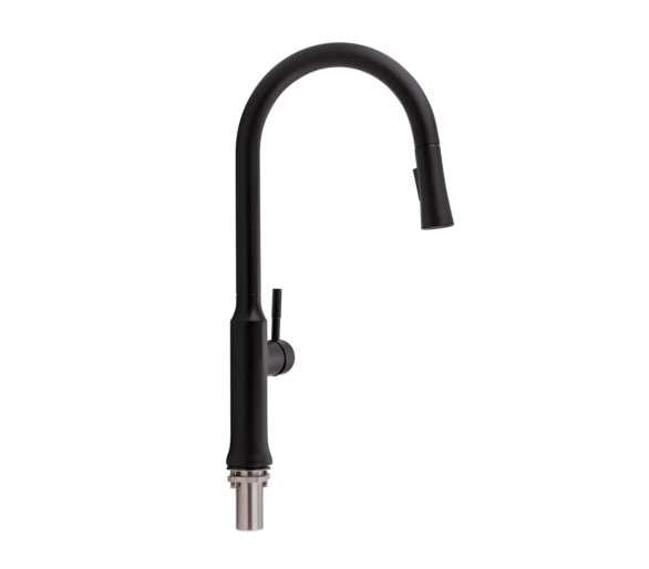 Змішувач для кухні висувний Qtap Baruska Black Matt