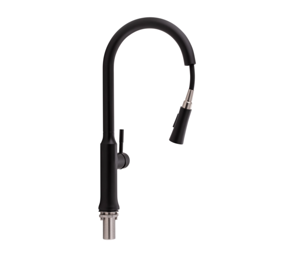 Змішувач для кухні висувний Qtap Baruska Black Matt
