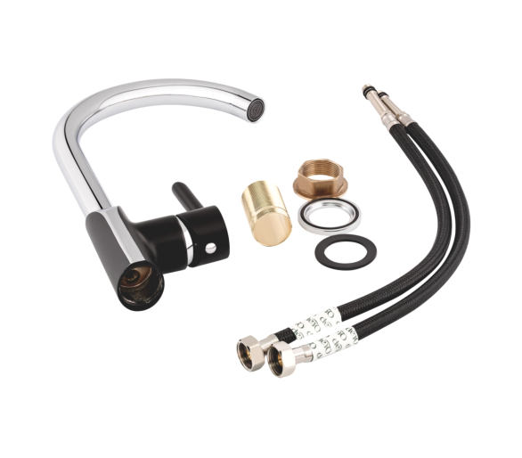 Змішувач для кухні Qtap Grand Chrome/Black
