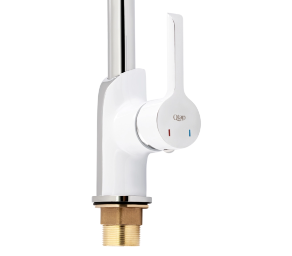 Змішувач для кухні Qtap Grand Chrome/White