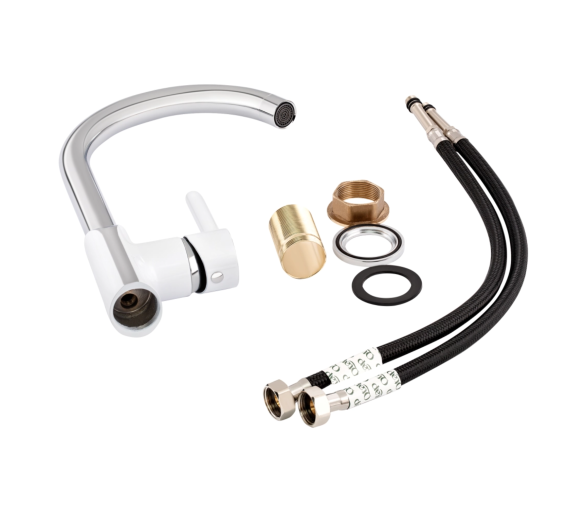 Смеситель для кухни Qtap Grand Chrome/White