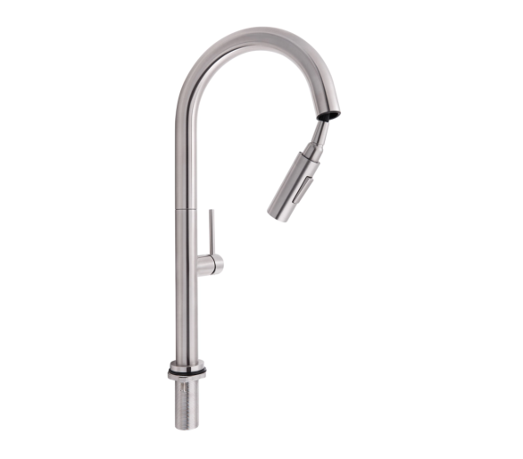 Змішувач для кухні висувний Qtap Lenicka Nickel PVD