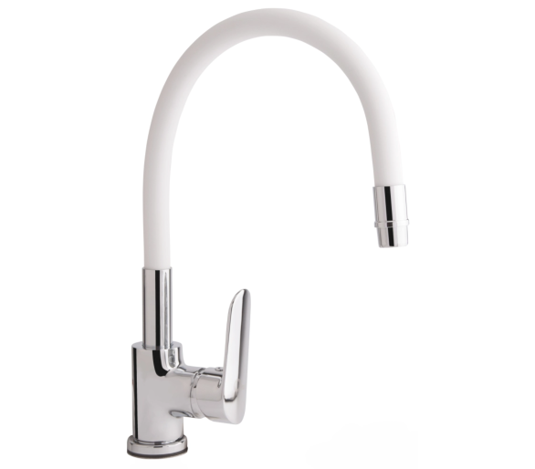 Смеситель для кухни гибкий Qtap Linea Chrome/White