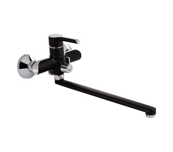 Смеситель для ванны длинный Qtap Grand Chrome/Black