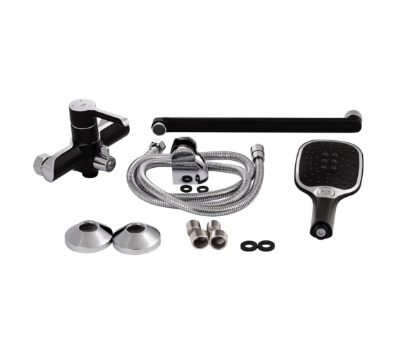 Смеситель для ванны длинный Qtap Grand Chrome/Black