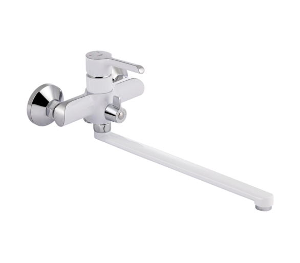 Смеситель для ванны длинный Qtap Grand Chrome/White