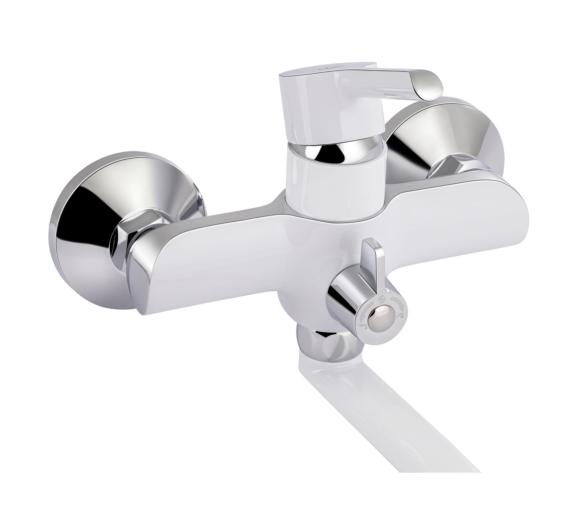 Змішувач для ванны довгий Qtap Grand Chrome/White
