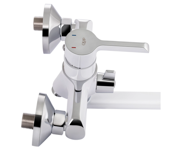 Смеситель для ванны длинный Qtap Grand Chrome/White