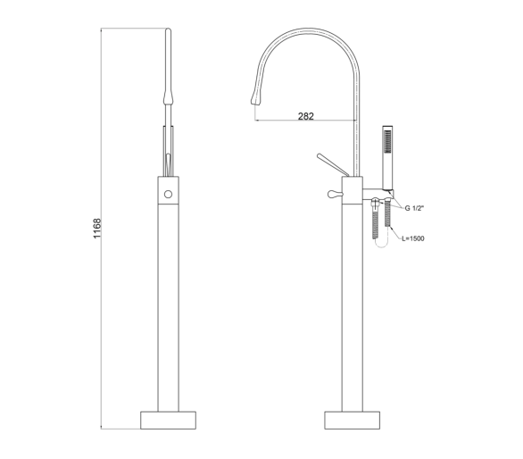 Змішувач для ванни підлоговий Qtap Virgo Black Matt
