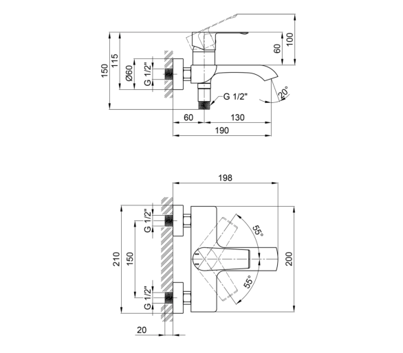 Змішувач для ванни Qtap Zelnava Graphite