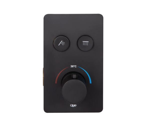 Змішувач прихований 2 спож. термо. Qtap Votice Black Matt